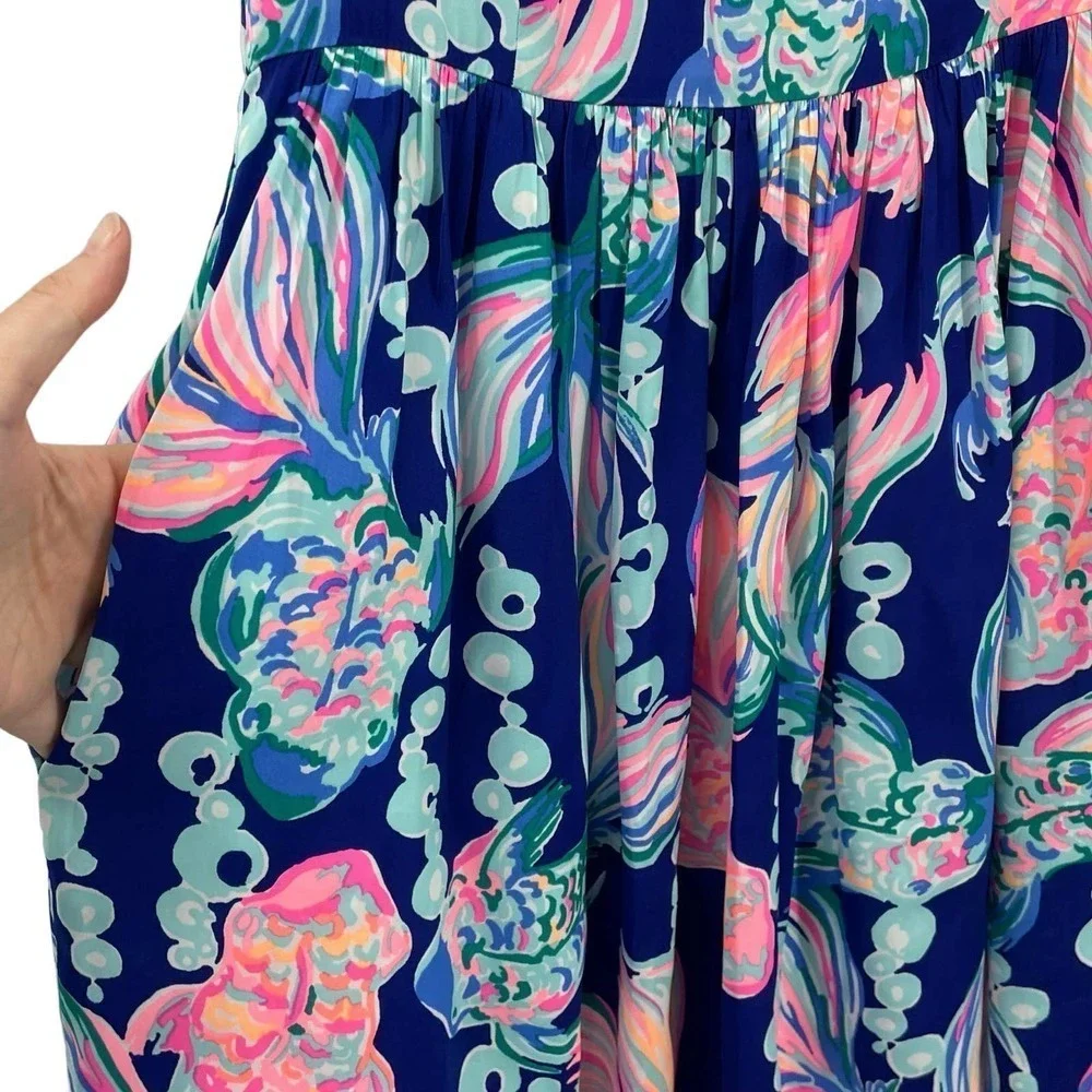 Lilly Pulitzer 2 Kassia Fit And Flare Dress True Blue Going Coastal 23240 - Picture 7 of 12